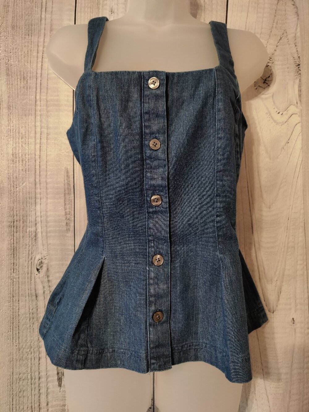 Banana Republic Denim Button-Front Peplum Tank — NWT